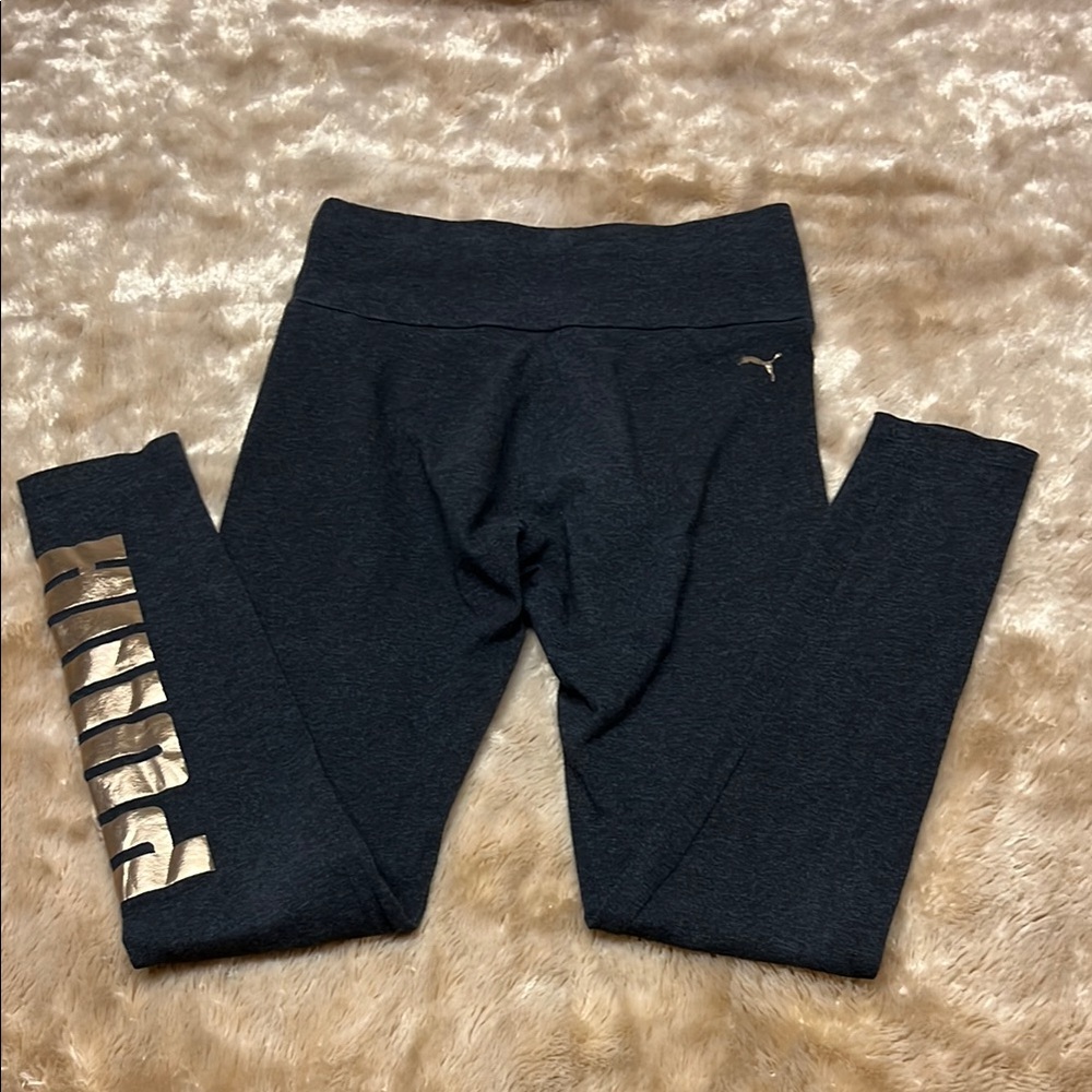 Puma Womens Athletic Logo Leggings Dark Grey  Great condition